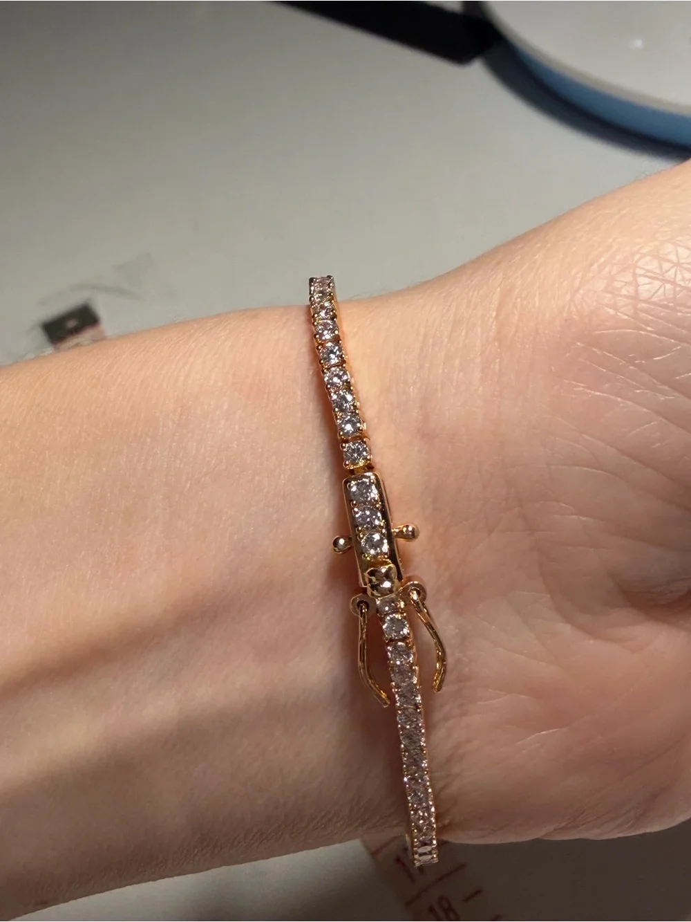 Elegant Rose Gold Tennis Bracelet with Sparkling Stones